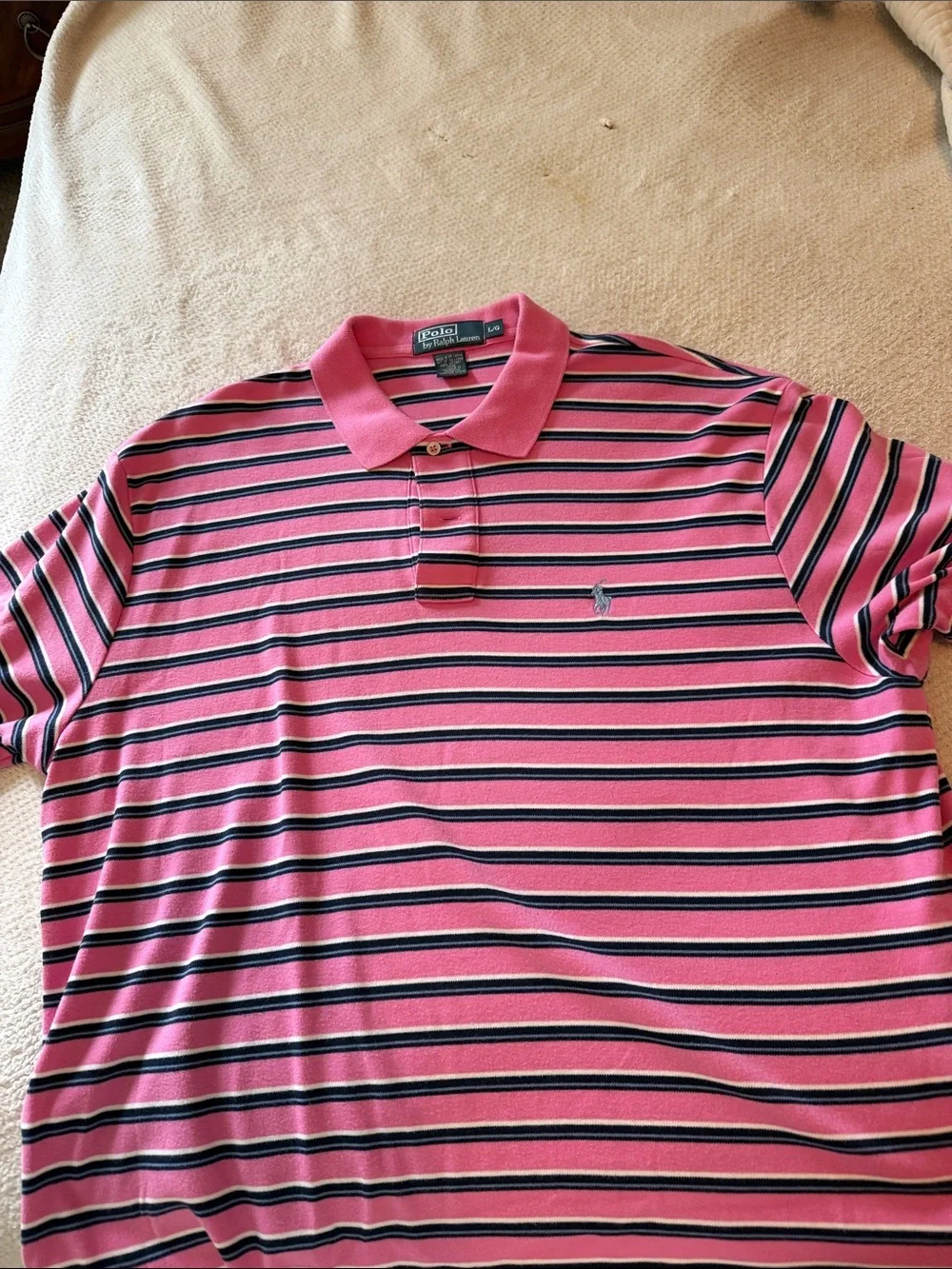 Polo by Ralph Lauren Pink Navy Striped Polo Shirt